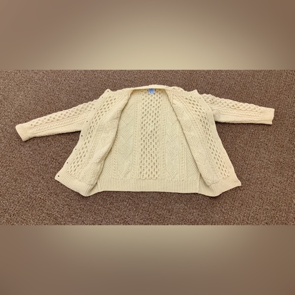 Vtg Men's Unisex L/XL Hand Knit 100% Wool Irish Fisherman's Cardigan Sweater - Picture 6 of 16